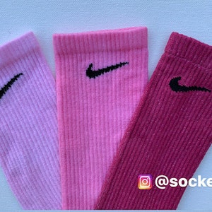 3-Pack-Collection-Pink Skies Collection (Cloud, Dusk, and Storm) Hand Dyed Nike Crew Socks .Gift ideas, gift set, custom, Valentines Day