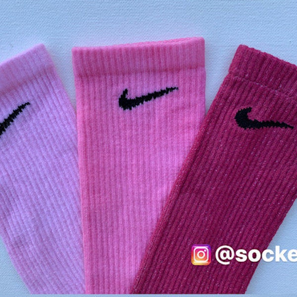 Pink Skies Collection (Cloud,Dusk and Storm) Hand Dyed Nike Crew Socks. Gift ideas, gift set, custom, Mothers Day
