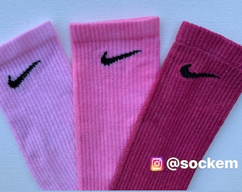 Pink Skies Collection (Cloud,Dusk and Storm) Hand Dyed Nike Crew Socks. Gift ideas, gift set, custom, Mothers Day