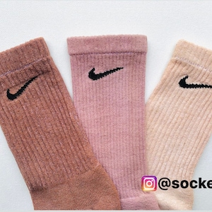 Espresso-Self Collection (Vanilla, Lavender, & Mocha) Hand Dyed Nike Crew Socks Gift ideas, gift set, custom, Valentines Day