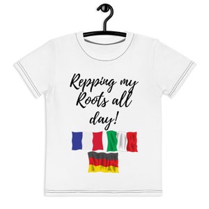 Camisetas personalizables para niños Repping Roots / Camisetas con banderas para niños / Camisetas personalizadas por nacionalidad / Niños / Etnicidad / Camisetas patrióticas
