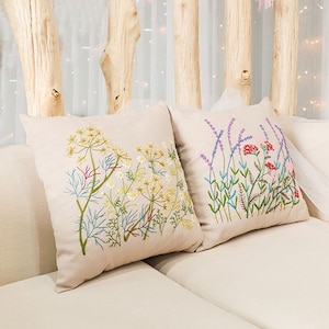 Kit de taie d&#39;oreiller à broderies florales : travaux manuels pour débutants, cadeaux pour elle