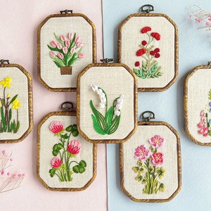 Embroidery Plants Kit, 3D Flower Embroidered Kit For Adults, Colorful Flowers Beginner Embroidery Kit, DIY Hand Embroidery Full Kit Gifts