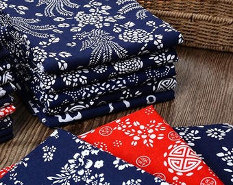 100 % Baumwolle, blauer bedruckter Stoff im Retro-Stil (chinesischer Stil), leichte Tischdecke, Kleiderstoff, Vorhangstoff zum Nähen