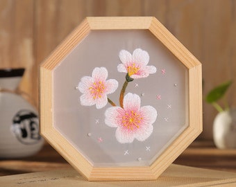 Floral Embroidery Kit For Beginner, Chinese Style DIY Embroidery Kit with Frame, Flower Lotus Pattern Modern Embroidery Kit