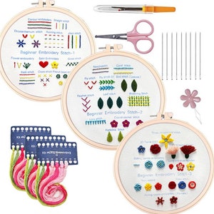 Beginner Embroidery Kit, Embroidery Sampler Kit, Hand Embroidery Stitch Sampler, How to Start Embroidery Kit