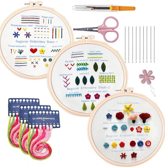Beginner Embroidery Kit, Embroidery Sampler Kit, Hand Embroidery Stitch  Sampler, How to Start Embroidery Kit 