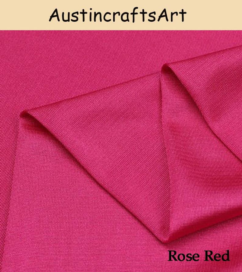Spandex Jersey Knit Fabric By Yard,Soft Linning Blend Fabric,Sportswear Skirts Apparel Sewing Rose Red