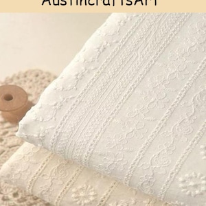 100% Cotton Embroidery Eyelet Fabric by The Yard, Floral Dress Woven Sewing Crafting