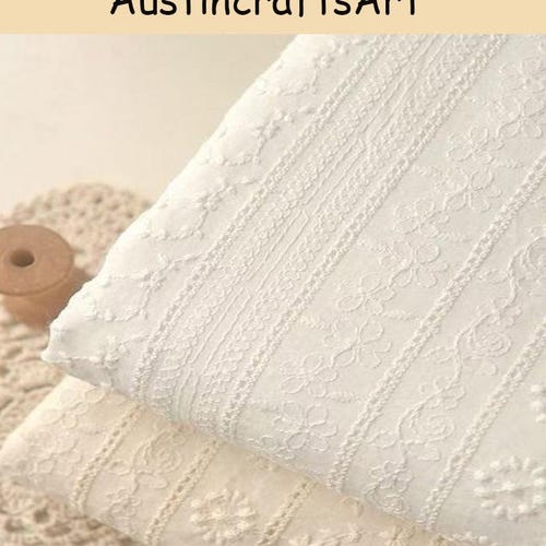 Tissu à oeillets à broder 100 % coton par mètre, robe à fleurs tissée, couture et fabrication artisanale