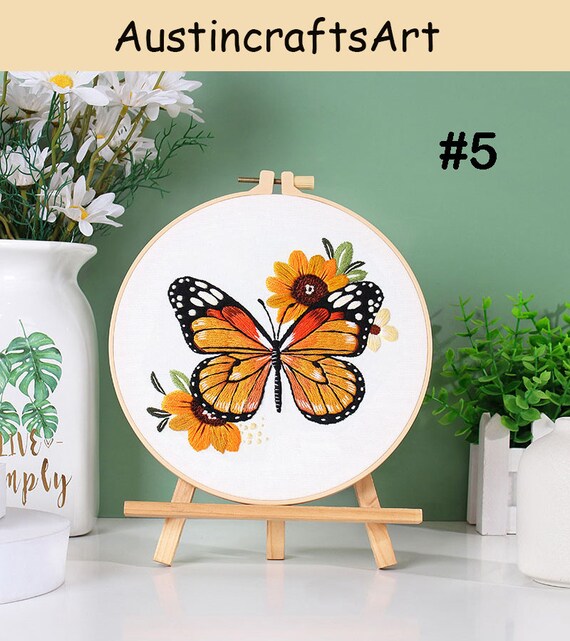 4 Set DIY Punch Needle Coaster Kits Colorful Butterfly Easy For Beginners With Adhesive Felt Hoop Punch Needle Embroidery Starter Set With
