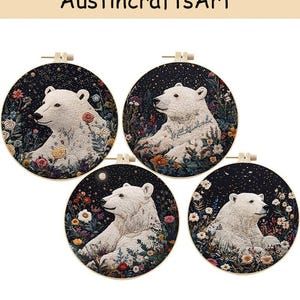 Polar Bear Embroidery Kit: DIY Needlework Project, Home Decor, Gifts For Friends