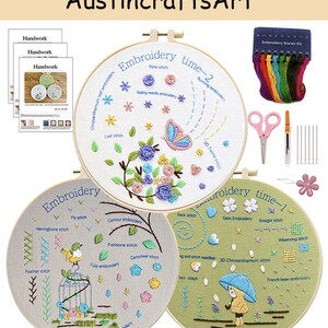 Embroidery Sampler Kit, DIY Beginner Embroidery Kit, Hand Embroidery Stitch Sampler Set, Embroidery Hoop Kit, How to Start Embroidery Kit