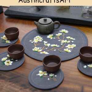 Floral Embroidery Coaster Kit: 5PCS DIY Beginner Kit Set, Needlepoint Projects