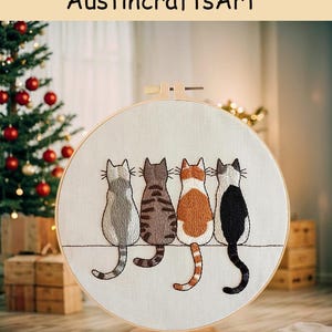 Cat Embroidery Kit Adult: DIY Needlework Projects, Wall Home Wall Art Decor Crafting Gifts