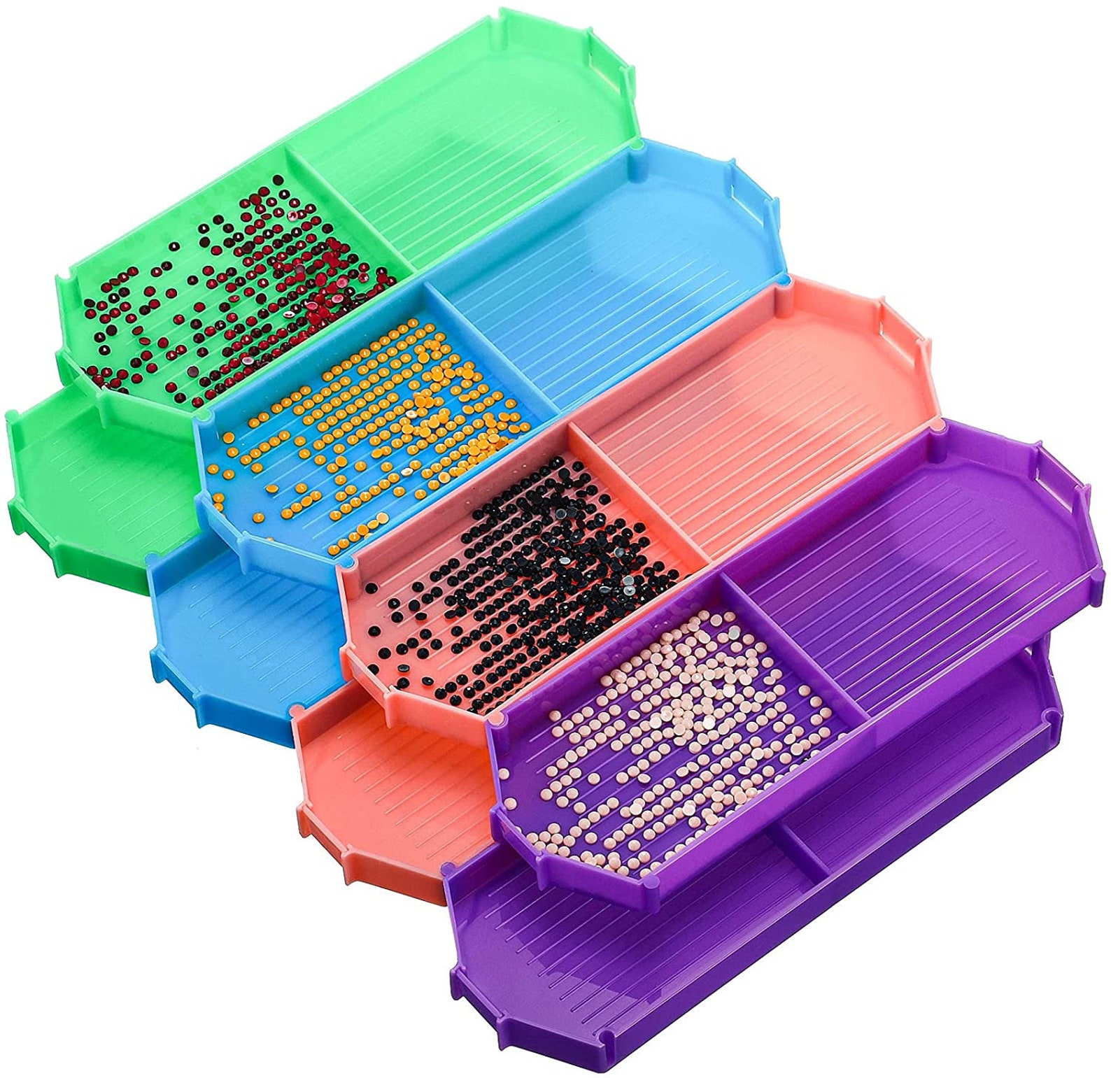 8 Pcs Plastic Bead Sorting Trays Large Double Port Diamond Etsy