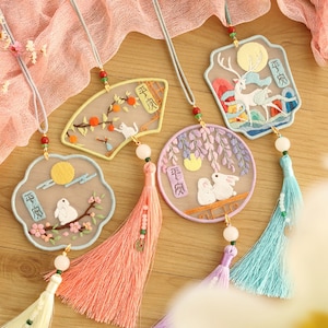 Cat & Rabbit Embroidery Kit with Hoop: Beginner Needlework Set