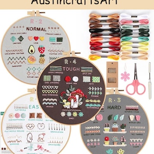 Beginner Embroidery Sampler Kit: DIY Needlework Project (4PCS), Learn To Embroider