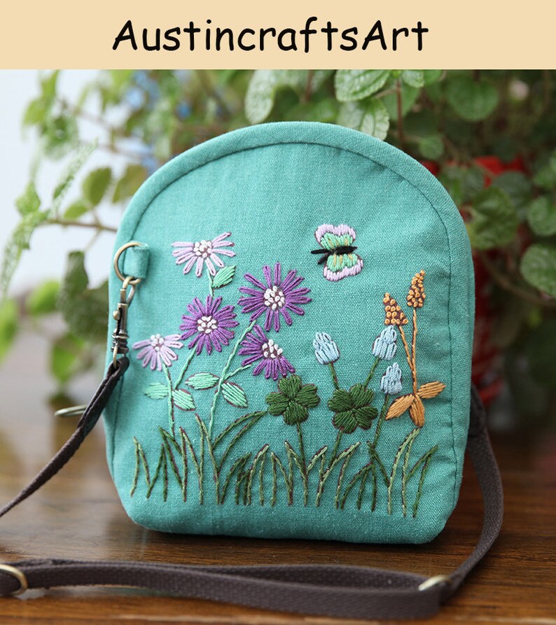 DIY Embroidery Kit Beginner Embroidery Kit Cosmetic Bag Etsy