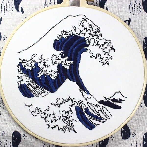 Ocean Wave Embroidery Kit DIY, Hand Embroidery Kit for Beginner, Diy Kit Embroidery Art