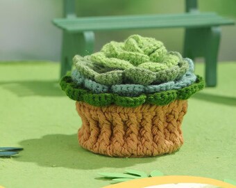 Crochet Coaster Kit, Cute Green Plant Coaster Crochet Kit, DIY Tabletop Decoration Crochet Project, Handcraft Home Decoration Gifts