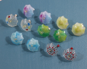 10pc Colorful  Alloy Enamel Pendants Umbrella Mini Charms Craft Jewelry  26x28mm 