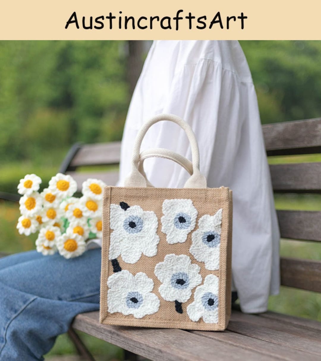 Punch Needle Bag, Punch Needle Burlap Bag Kit With Needle , DIY Punch