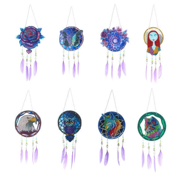 Dream Catcher 5D DIY Diamond Painting, Wind Chimes Crystal Purple