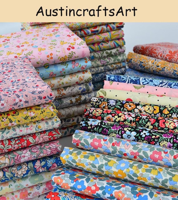 Floral Cotton Poplin Fabric by the Yard, Cottagecore Fabric,40s Plain Weave Doll Clothes Sewing