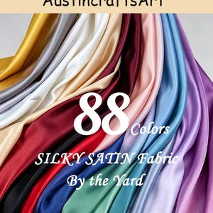 Shiny Bridal Satin Fabric, Silky Charmeuse by Yard, Wedding Gown, Dress Sewing, 88 Colors image 1