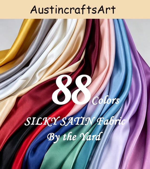 Shiny Bridal Satin Fabric, Silky Charmeuse by Yard, Wedding Gown, Dress Sewing, 88 Colors