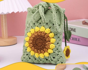 Crochet Kit For Adults Beginner, DIY Flower Bag Crochet Kit, Crochet Project, DIY Gift For Friends