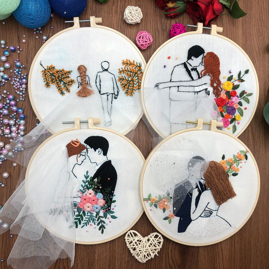Wedding Embroidery Kit for Beginner Modern Floral Embroidery Etsy
