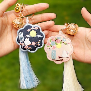 Amulet Tassel Embroidery DIY Material Kit, Cute Animal Embroidery Kit for Beginners, Hand Embroidery Kit, DIY Craft Kit
