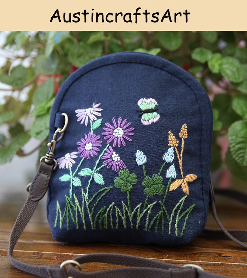 DIY Embroidery Kit Beginner Embroidery Kit Cosmetic Bag Etsy