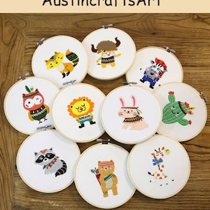 Kit de bordado infantil, kit de bordado de animais fofos para iniciantes, kits de bordado faça você mesmo para crianças, aprenda a costurar, kit de bordado à mão