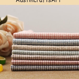 Cotton Linen Fabric By the Yard,Soft Yarn-Dyed Washed Gingham Fabric,Plaid Shirt Dress Sewing