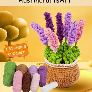 Crochet Lavender Kit: DIY Potted Flowers, Home Decor Project