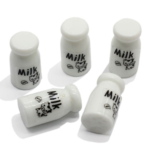 10Pcs Milk Bottle Cabochon Charms Flatback Pendant for Diy Earrings Keychain Jewelry Making Phone Case Decoration