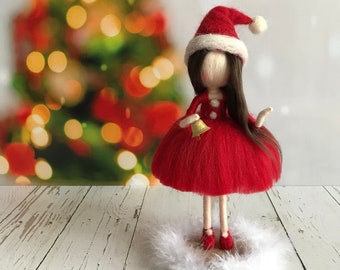 Red doll Christmas Gift, Thanksgiving Gift, Girls Gift, Needle Felted Doll, new born gift, Personalized Gift, Christmas Home Gift