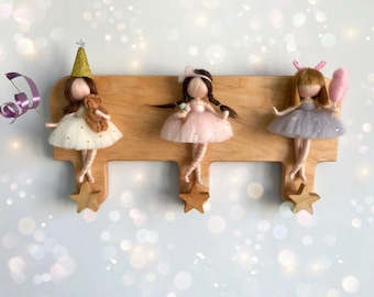 Hooks For Nursery Room Decor, Baby Shower Gift, Kids Wall Hook, 3 Fairy Wall Hook, Girls Nursery Wall Decor, Modern Wall Hook