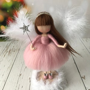 Pink Felt Angel, Christmas Angel, Christmas Gift, Personalized Gift, Nursery Decor,Felt Fairy,Felt Angel,Personalized Gift