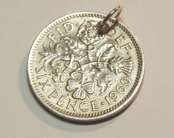 Lucky Sixpence Pendant, Bride's Lucky Sixpence Keepsake. Anniversary or Wedding Gift, Bride's Gift