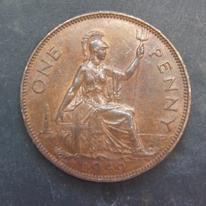 1949 One Penny Münze Großbritannien George VI, Perfekt für Geburtstage, Sammlungen, Jubiläum, Basteln und Schmuck.
