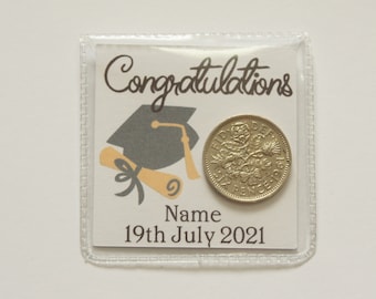 Graduation Personalised Lucky Sixpence Keepsake Gift