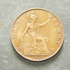 1921 One Penny Coin Great Britain King George V