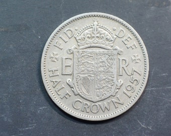 1957 Half Crown Coin Great Britain Queen Elizabeth II