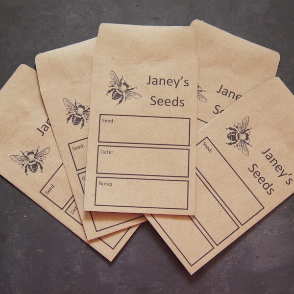 Personalised Seed Envelopes 98 x 67mm 80gsm Manilla Brown Printed Seed Envelopes
