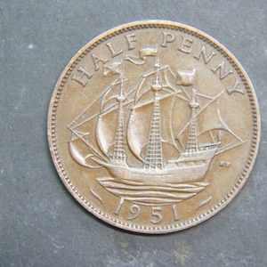 1951 Half Penny Münze George VI