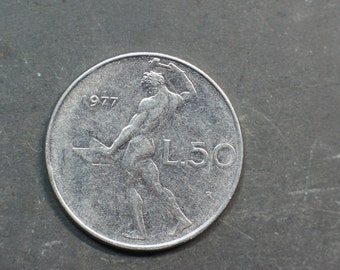 1977 50 Lire Coin Italy